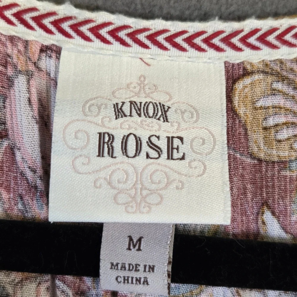 Knox Rose Smocked Midi Dress Women Size Medium Floral Boho Cottage Prairie